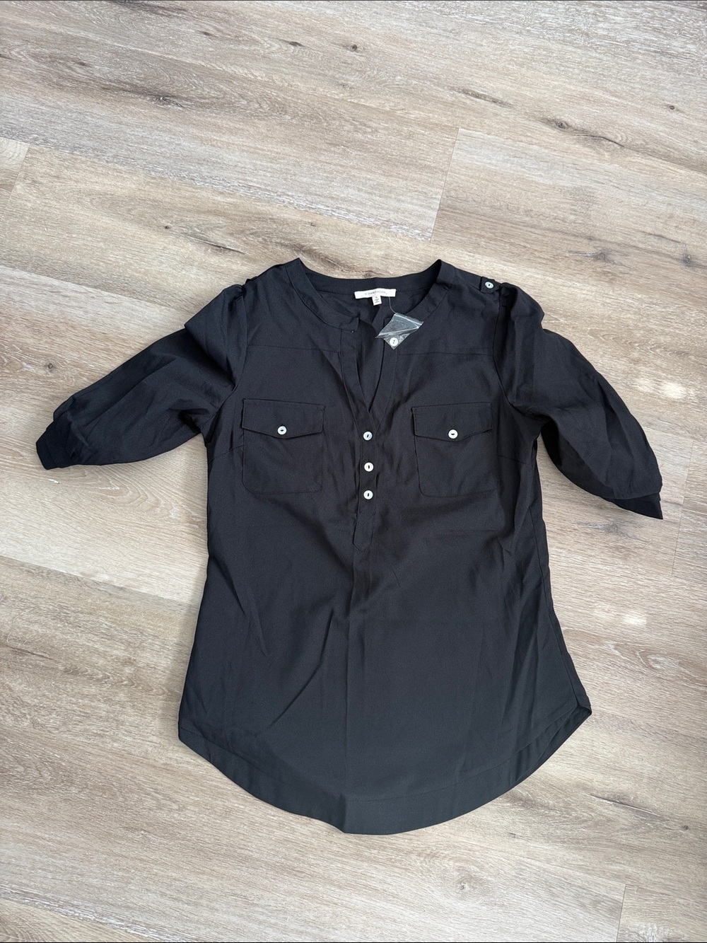 41 Hawthorn Black Button-Front Utility Tunic